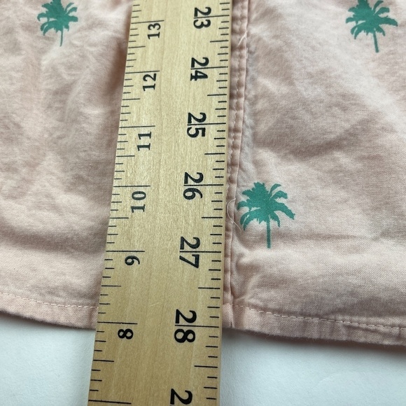 City Streets Button Down Shirt Mens XL Peach Green Palm Trees - Picture 6 of 8